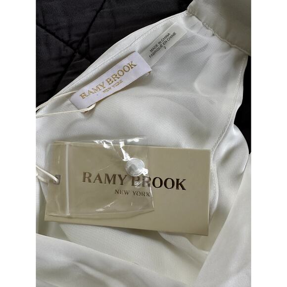 $645 Ramy Brook Womens Satin Halter Maxi Dress Ivory Size 2 Long Elegant Gown - Picture 4 of 8